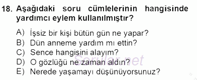 Türkçe Biçim Bilgisi 2012 - 2013 Dönem Sonu Sınavı 18.Soru