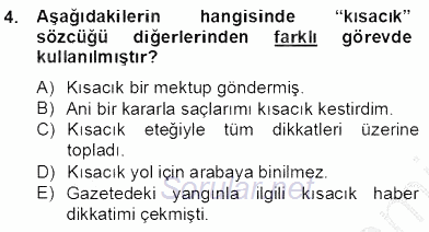 Türkçe Biçim Bilgisi 2012 - 2013 Dönem Sonu Sınavı 4.Soru