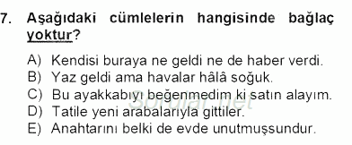 Türkçe Biçim Bilgisi 2012 - 2013 Dönem Sonu Sınavı 7.Soru