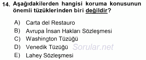 Restorasyon ve Koruma İlkeleri 2015 - 2016 Ara Sınavı 14.Soru