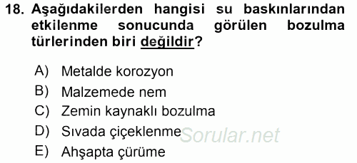 Restorasyon ve Koruma İlkeleri 2015 - 2016 Ara Sınavı 18.Soru