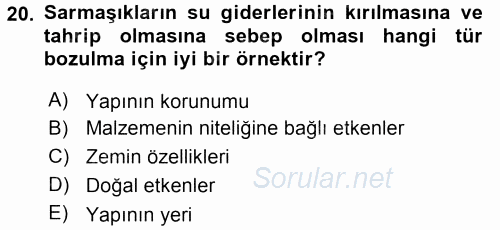 Restorasyon ve Koruma İlkeleri 2015 - 2016 Ara Sınavı 20.Soru