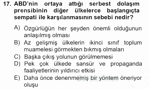 Radyo ve Televizyon Yayıncılığı 2012 - 2013 Ara Sınavı 17.Soru