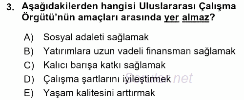 Uluslararası Ekonomik Kuruluşlar 2017 - 2018 Ara Sınavı 3.Soru