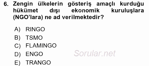 Uluslararası Ekonomik Kuruluşlar 2017 - 2018 Ara Sınavı 6.Soru