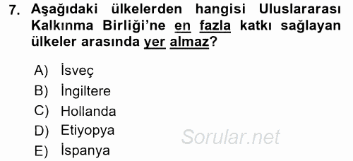 Uluslararası Ekonomik Kuruluşlar 2017 - 2018 Ara Sınavı 7.Soru