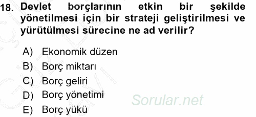 Devlet Borçları 2015 - 2016 Ara Sınavı 18.Soru