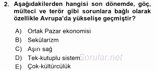 Uluslararası İlişkilere Giriş 2017 - 2018 Dönem Sonu Sınavı 2.Soru