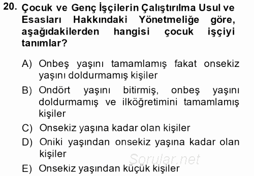 Bireysel İş Hukuku 2014 - 2015 Dönem Sonu Sınavı 20.Soru