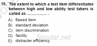 Yabancı Dil Öğretiminde Ölçme Ve Değerlendirme 1 2012 - 2013 Dönem Sonu Sınavı 10.Soru