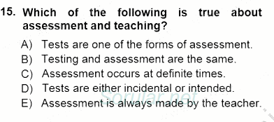 Yabancı Dil Öğretiminde Ölçme Ve Değerlendirme 1 2012 - 2013 Dönem Sonu Sınavı 15.Soru