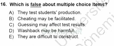 Yabancı Dil Öğretiminde Ölçme Ve Değerlendirme 1 2012 - 2013 Dönem Sonu Sınavı 16.Soru