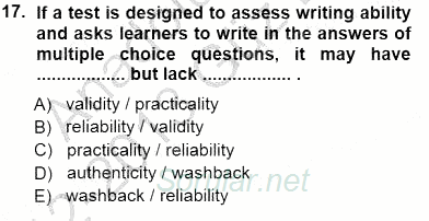 Yabancı Dil Öğretiminde Ölçme Ve Değerlendirme 1 2012 - 2013 Dönem Sonu Sınavı 17.Soru