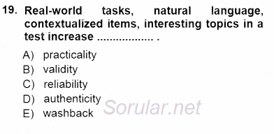 Yabancı Dil Öğretiminde Ölçme Ve Değerlendirme 1 2012 - 2013 Dönem Sonu Sınavı 19.Soru
