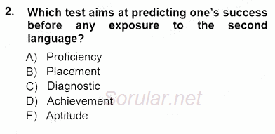 Yabancı Dil Öğretiminde Ölçme Ve Değerlendirme 1 2012 - 2013 Dönem Sonu Sınavı 2.Soru
