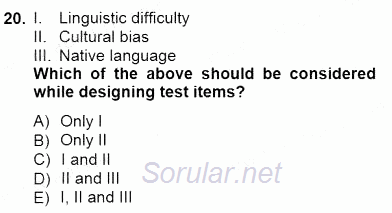 Yabancı Dil Öğretiminde Ölçme Ve Değerlendirme 1 2012 - 2013 Dönem Sonu Sınavı 20.Soru