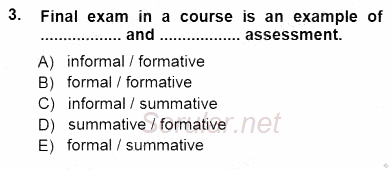 Yabancı Dil Öğretiminde Ölçme Ve Değerlendirme 1 2012 - 2013 Dönem Sonu Sınavı 3.Soru