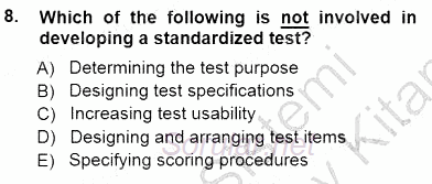Yabancı Dil Öğretiminde Ölçme Ve Değerlendirme 1 2012 - 2013 Dönem Sonu Sınavı 8.Soru