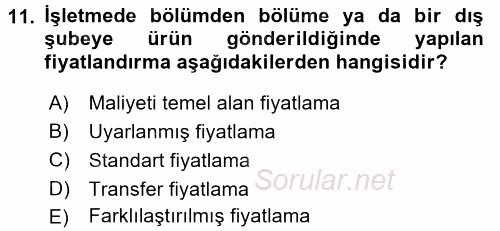 Uluslararası İşletmecilik 2017 - 2018 Dönem Sonu Sınavı 11.Soru