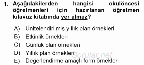 Özel Öğretim Yöntemleri 1 2016 - 2017 Ara Sınavı 1.Soru