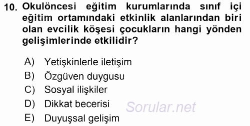 Özel Öğretim Yöntemleri 1 2016 - 2017 Ara Sınavı 10.Soru