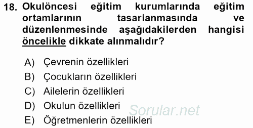 Özel Öğretim Yöntemleri 1 2016 - 2017 Ara Sınavı 18.Soru