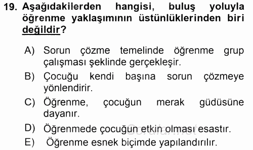 Özel Öğretim Yöntemleri 1 2016 - 2017 Ara Sınavı 19.Soru
