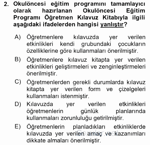 Özel Öğretim Yöntemleri 1 2016 - 2017 Ara Sınavı 2.Soru