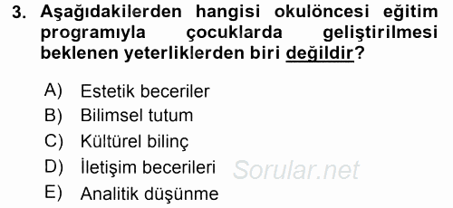 Özel Öğretim Yöntemleri 1 2016 - 2017 Ara Sınavı 3.Soru