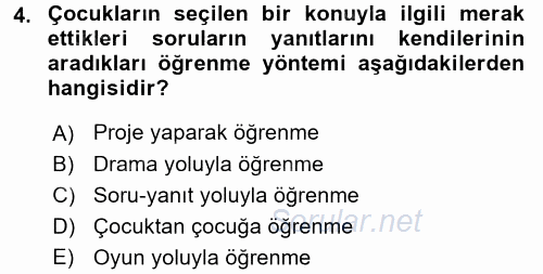 Özel Öğretim Yöntemleri 1 2016 - 2017 Ara Sınavı 4.Soru