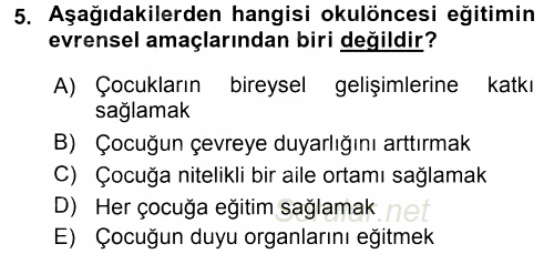 Özel Öğretim Yöntemleri 1 2016 - 2017 Ara Sınavı 5.Soru