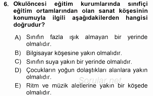Özel Öğretim Yöntemleri 1 2016 - 2017 Ara Sınavı 6.Soru
