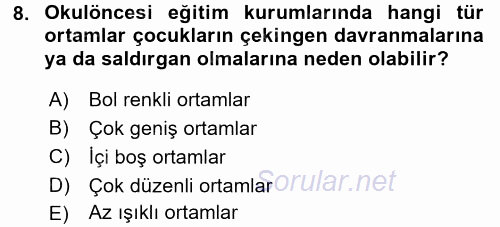 Özel Öğretim Yöntemleri 1 2016 - 2017 Ara Sınavı 8.Soru