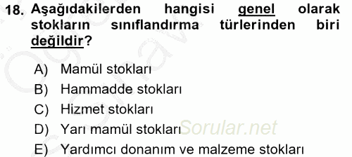 Sağlık Kurumlarında Operasyon Yönetimi 2016 - 2017 3 Ders Sınavı 18.Soru
