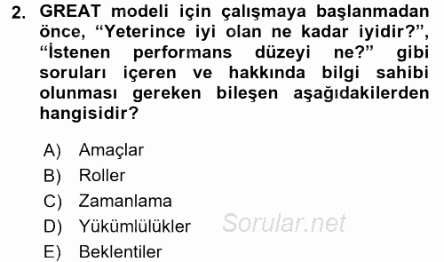Sağlık Kurumlarında Operasyon Yönetimi 2016 - 2017 3 Ders Sınavı 2.Soru