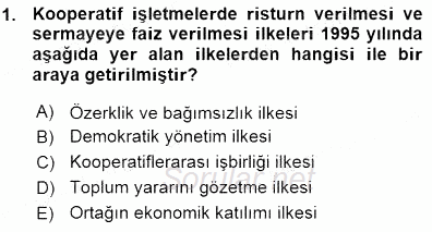 Konut Yapı Kooperatifçiliği 2015 - 2016 Ara Sınavı 1.Soru