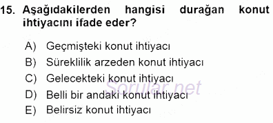 Konut Yapı Kooperatifçiliği 2015 - 2016 Ara Sınavı 15.Soru
