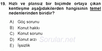 Konut Yapı Kooperatifçiliği 2015 - 2016 Ara Sınavı 19.Soru