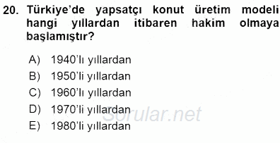 Konut Yapı Kooperatifçiliği 2015 - 2016 Ara Sınavı 20.Soru