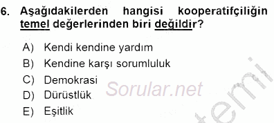 Konut Yapı Kooperatifçiliği 2015 - 2016 Ara Sınavı 6.Soru