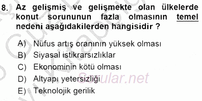 Konut Yapı Kooperatifçiliği 2015 - 2016 Ara Sınavı 8.Soru