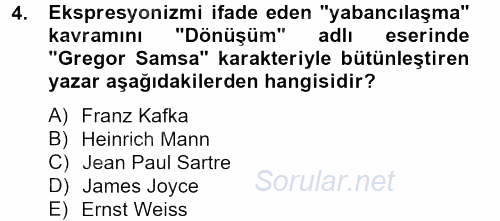 Batı Edebiyatında Akımlar 2 2012 - 2013 Ara Sınavı 4.Soru