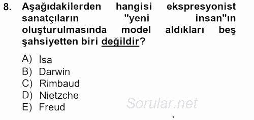 Batı Edebiyatında Akımlar 2 2012 - 2013 Ara Sınavı 8.Soru