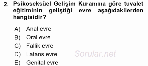 Engellilerde Ruh Sağlığı 2017 - 2018 Dönem Sonu Sınavı 2.Soru