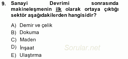 Çalışma İlişkileri 2014 - 2015 Ara Sınavı 9.Soru