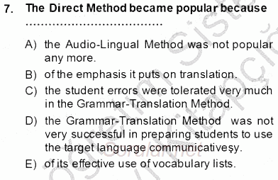 İngilizce Öğretiminde Yaklaşımlar 2013 - 2014 Tek Ders Sınavı 7.Soru
