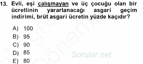 Türk Vergi Sistemi 2015 - 2016 Ara Sınavı 13.Soru