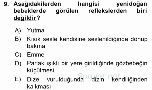 Özel Gereksinimli Bireyler ve Bakım Hizmetleri 2016 - 2017 Dönem Sonu Sınavı 9.Soru