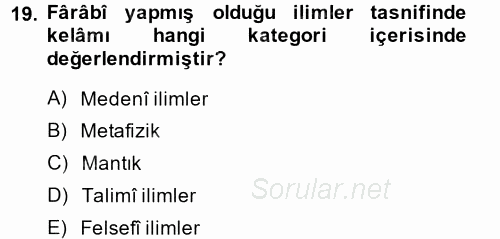 Kelam'A Giriş 2014 - 2015 Dönem Sonu Sınavı 19.Soru