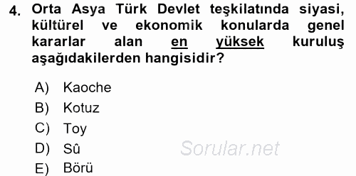 Uygarlık Tarihi 1 2016 - 2017 Dönem Sonu Sınavı 4.Soru